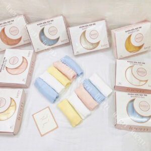 iuem Hộp 5 khăn sữa 4 LỚP SỢI TRE LỤA mềm mại, thấm hút nước tốt, ko bị bông xù